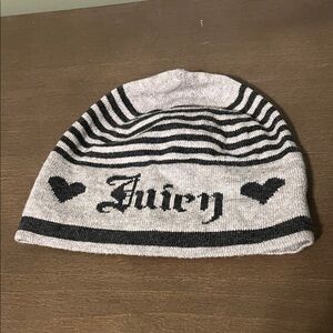Juicy Couture Cotton and Cashmere Women’s Striped Beanie with Hearts